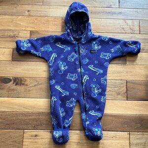 Vtg REI fleece bunting animal zoo graphic 12-16 mo
